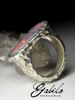 Big Black Opal Silver Ring