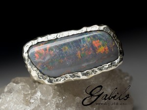 Big Black Opal Silver Ring