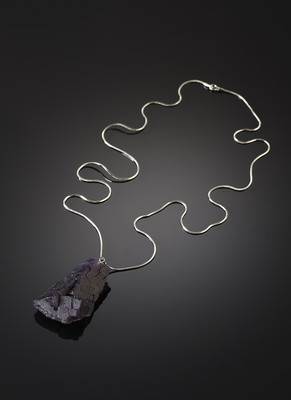 Pendant with fluorite on a silver metal cord