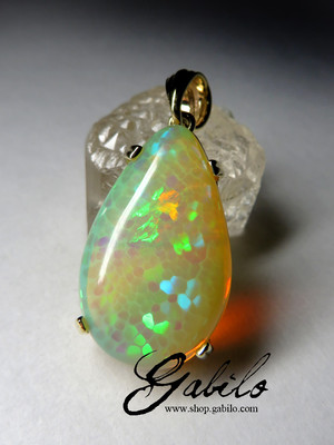 Ethiopian opal gold pendant