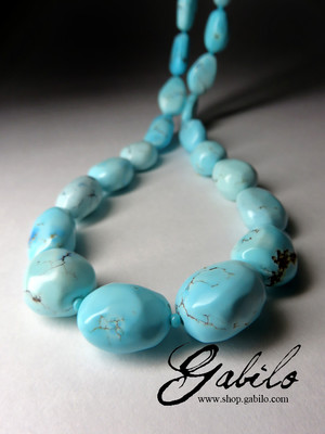 Beads of blue bright turquoise