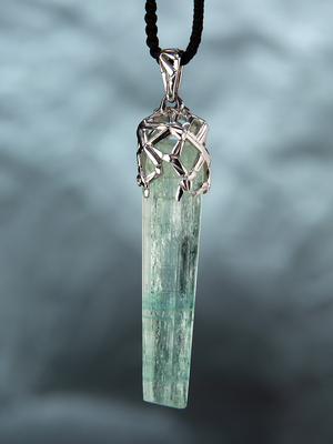 Big aquamarine silver pendant