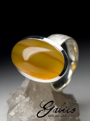 Men's cornelian silver ring