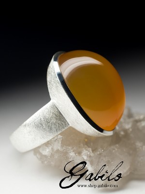 Men's cornelian silver ring