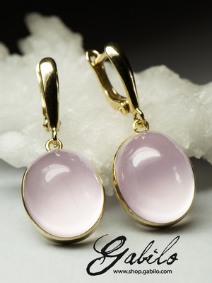 Rose quartz gold earrings