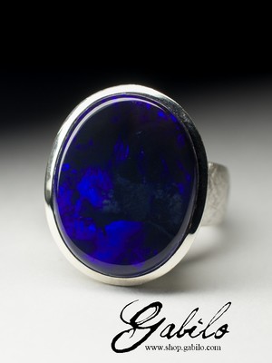 Large ring with black opal