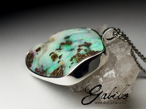 Boulder Opal Silver Necklace 