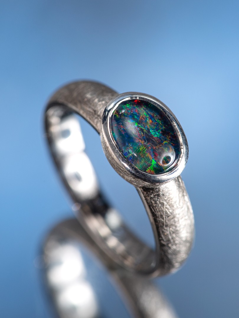 triplet opal silver ring