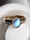 Moonstone and Diamonds Yellow Gold Ring