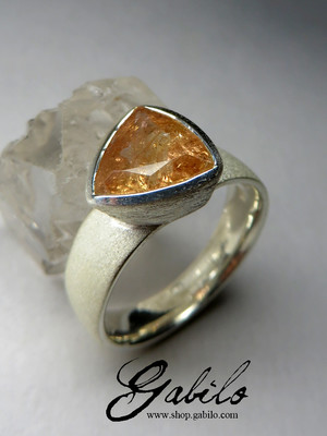 Silver ring with topaz Imperial triangle