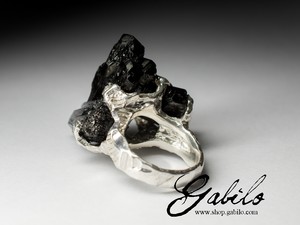 Silver ring with black tourmaline