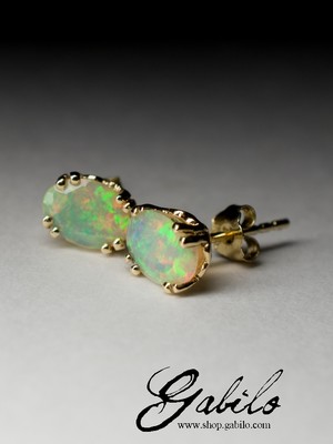 Opal gold stud earrings 