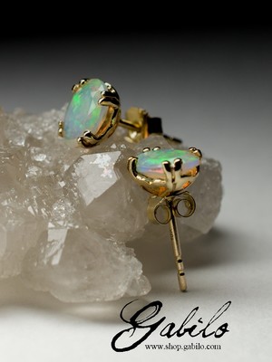 Opal gold stud earrings 