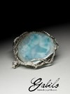 Large silver pendant with larimar