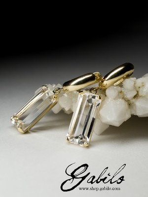 Rock сrystal gold earrings
