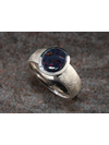 Black opal silver ring