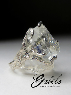 Rock Crystal and Fluorite Silver Ring