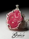 Large silver pendant with rhodochrosite