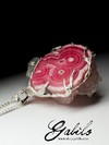 Large silver pendant with rhodochrosite
