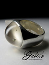 Ring with rock crystal with inclusion of pyrite