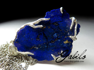 Pendant with a slice of azurite