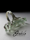 Big Aquamarine Crystal Silver Ring