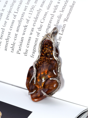 Fire Agate silver necklace