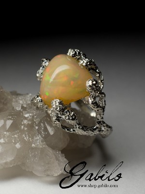 Ethiopian Opal Silver Ring 
