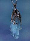 Aquamarine spray crystal gold pendant