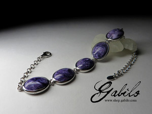 Silver bracelet with charoite