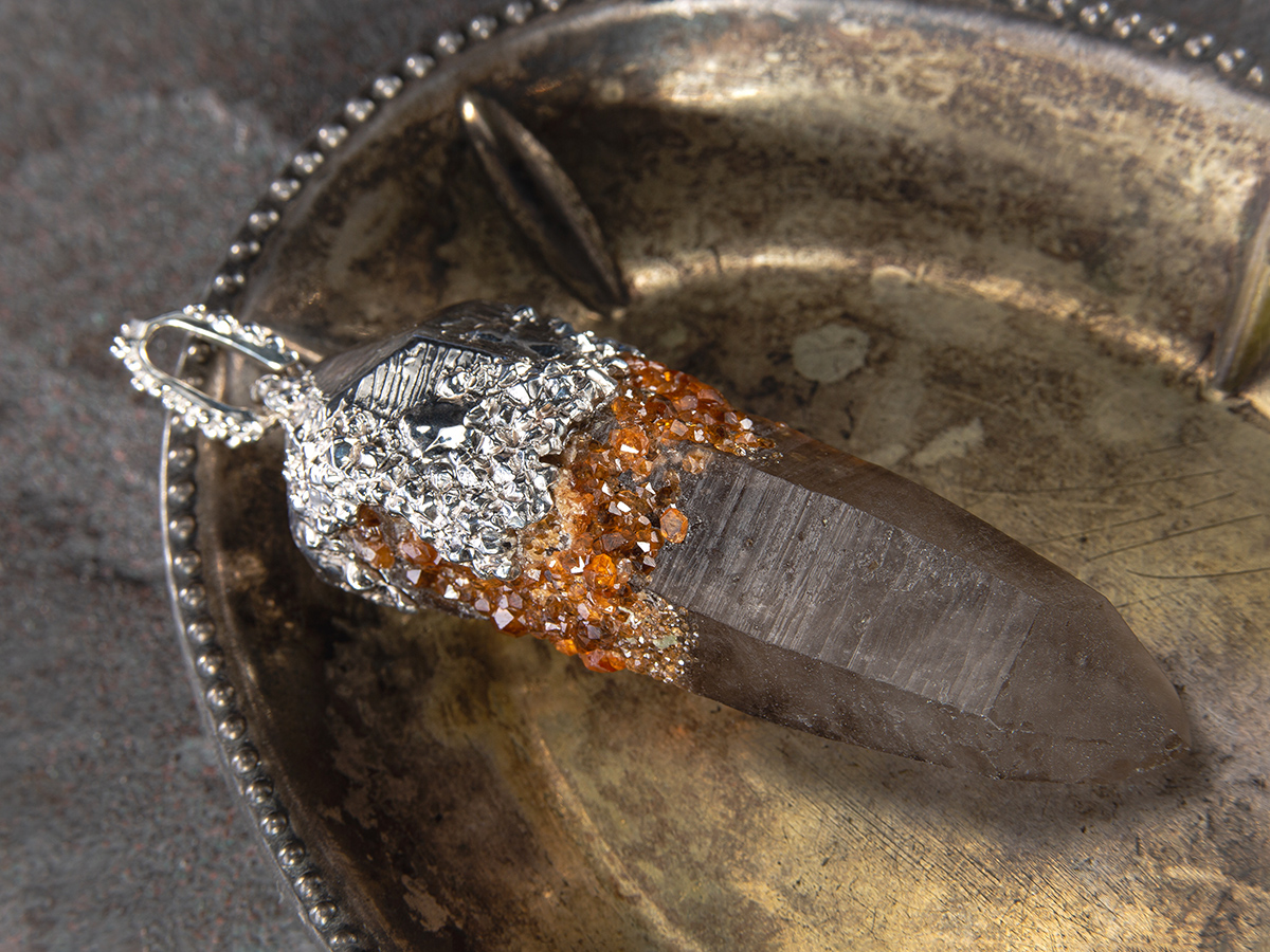 spessartine garnet crystal pendant