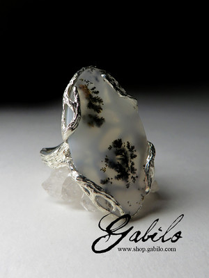 Ring with moss agate in silver