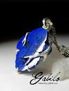 Pendant with a slice of azurite in silver