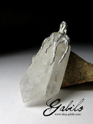Pendant with rock crystal in silver