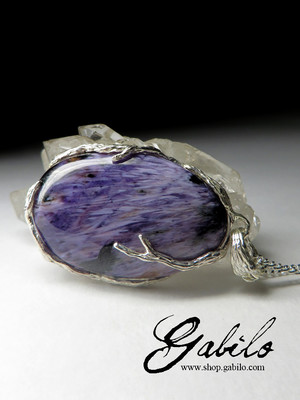 Pendant with charoite in silver