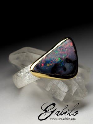 Australian Boulder Opal Silver Ring