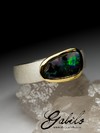Silver ring with boulder opal