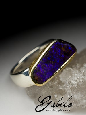 Boulder Opal Silver Ring