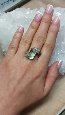 Aquamarine crystal silver ring