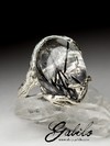 Silver ring with rutilated quartz