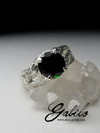 Silver ring with chrome diopside