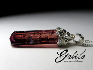 Silver pendant with tourmaline