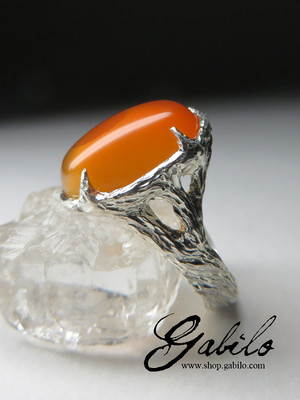 Silver ring with cornelian