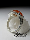 Silver ring with cornelian