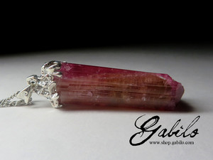 Silver pendant with tourmaline