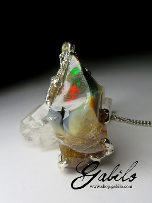 Big Ethiopian Opal Silver Pendant