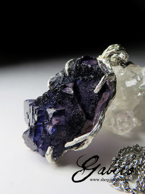 Fluorite Crystal Silver Pendant