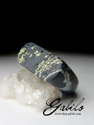 Pyrite ring on the rock solid
