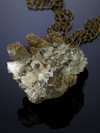 Spectropyrite on calcite on bronze chains