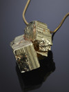 Cubic pyrite crystal on a bronze cord